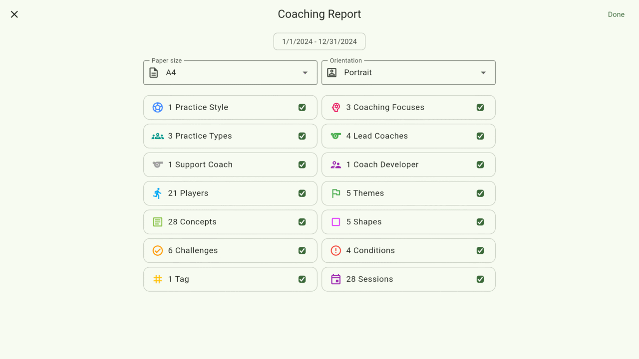 Sportcoach Rapporting Reporting | Coach Trevi | Football Coaching Platform